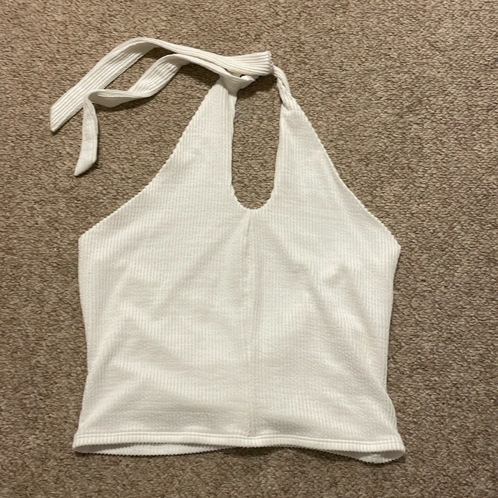 Halter Neckline White Top